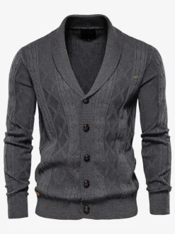 Men's Clothing Men's Cardigan Men's Sweaters Men's Cardigans Comfy Long Sleeves Coffee Brown Khaki Stylish