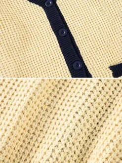 Men's Clothing Men's Cardigan Men's Sweaters Men's Cardigans Lounge Color Block Long Sleeves Stylish Yellow Yellow