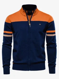 Men's Clothing Men's Cardigan Men's Sweaters Men's Cardigans Comfy Stripes Long Sleeves Fashionable Black Blue