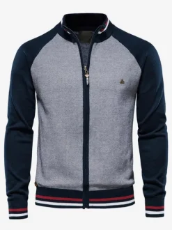 Men's Clothing Men's Cardigan Men's Sweaters Men's Cardigans Comfy Stripes Long Sleeves Special Dark Navy Dark Navy