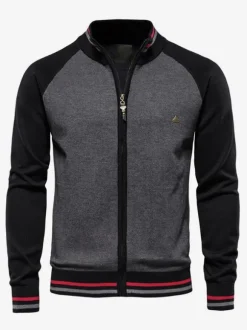 Men's Clothing Men's Cardigan Men's Sweaters Men's Cardigans Comfy Stripes Long Sleeves Special Dark Navy Dark Navy