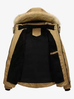 Men's Cotton Coat Faux Fur Collar Hooded Casual Plus Size Parka