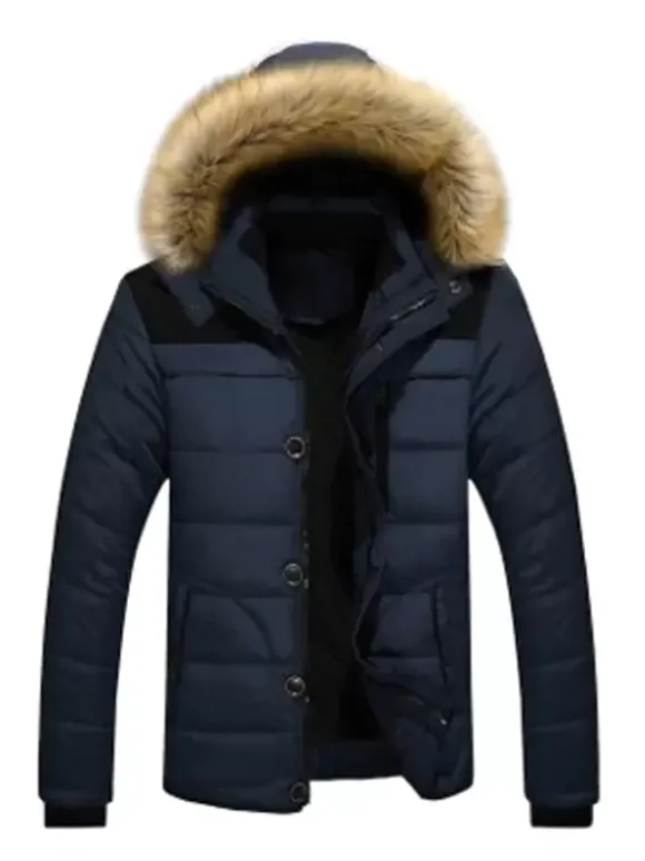 Men's Cotton Coat Faux Fur Collar Hooded Casual Plus Size Parka