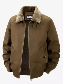Men’s Cotton Jacket With Lamb Fleece Winter Loose Fit Plus Size Middle Aged Warm Casual Retro Coat