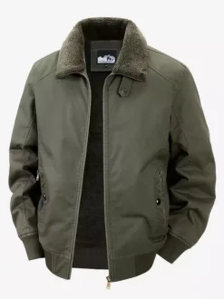 Men’s Cotton Jacket With Lamb Fleece Winter Loose Fit Plus Size Middle Aged Warm Casual Retro Coat