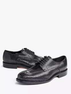 Mens Derbies Dress Shoes Genuine Python-Embossed Leather Business Formal Shoes