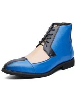 Men's Desert Chukka Boots Color Block Lace Up Cap Toe Oxford Ankle Boots