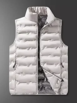 Men's Down Outdoor Stand-Up Collar Sleeveless Padded Vest Coats