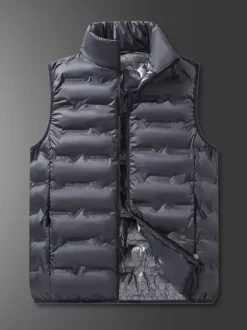 Men's Down Outdoor Stand-Up Collar Sleeveless Padded Vest Coats