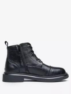 Mens Dress Boots Cap-Toe Derby Boots Chunky Sole Formal Ankle Boots