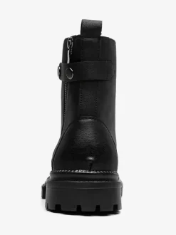 Mens Dress Boots Round-Toe Chunky Sole Hybrid Lace-Up And Side Zipper