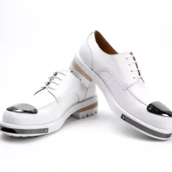 Mens Dress Derby Shoes Round Toe metal decoration Thick Sole Rivets Prom Wedding Shoes