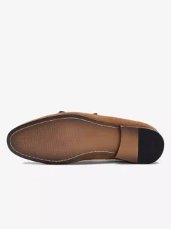 Men's Dress Loafers Suede Round Toe Buckle Detail Slip On Shoes