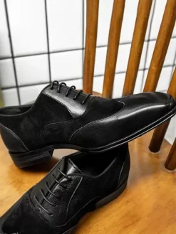 Mens Dress Oxford Pointed Toe Suede Cowhide Prom Homecoming Wedding Shoes
