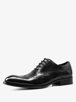 Men's Dress Shoes Fashion Square Toe Cowhide Oxford Prom Wedding Shoes