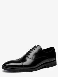 Mens Dress Shoes Leather Pointed Toe Lace Up Low Heels Derbies Shoes