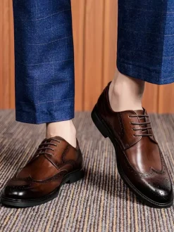 Men's Dress Shoes Round Toe Derby Prom Party Wedding Shoes