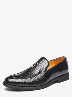 Men's Dress Shoes Round Toe Snake Pattern Slip On Shoes