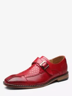 Mens Dress Shoes Slip On Leather Monk Strap Pointed Toe Oxford Formal Business Shoes