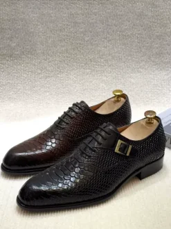 Mens Dress Shoes Trendy Snake Embossed Leather Business Office Shoes
