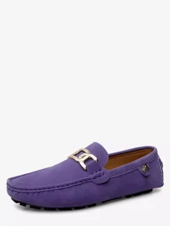 Men's Driving Shoes Round Toe Metal Detail Slip On Casual Shoes