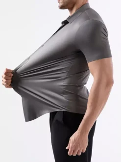 Men's Elastic Shirt Anti-Wrinkle Men's Short Sleeve Shirt