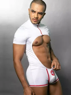 Men Sexy Costume Doctor Role Play Sexy Jumpsuit