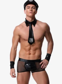 Men Sexy Costume Halloween Adult's Cravat Armwear Hat Pants Night Club Wear Lingerie
