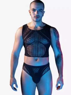 Men Sexy Costume Sheer See-through Night Club Wear Sets