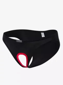 Men Sexy Lingerie Cut Out Piping Nylon Brief