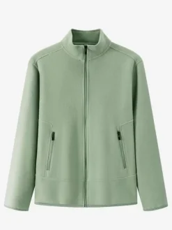 Men's Fleece Jacket Long Sleeve Solid Color Outdoor Jacket With Pockets