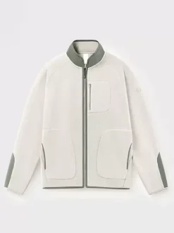 Men's Fleece Jacket Long Sleeve Stand Collar Printed Winter Warm Coat