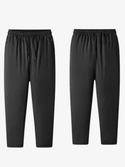 Men's Fleece Windproof and Waterproof Plus Size Fleece Sports Trousers