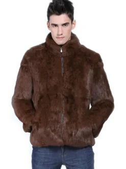 Men's Fuzzy Faux Fur Bomber Jackets Winter Coats
