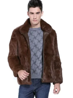 Men's Fuzzy Faux Fur Bomber Jackets Winter Coats