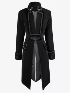 Mens Gothic Victorian Era Tailcoat Jacket Frock Coat With Tuxedo Tailoring For Steampunk Cosplay Burgundy