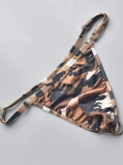 Men's G-String Camouflage One-Shoulder Ice Silk Thong Underwear