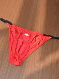 Men's G-String Ice Silk Open Front Thong Underwear With Black Elastic Waistband