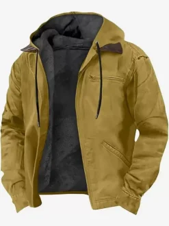 Men's Hooded Jacket Lined Warm Winter Coat