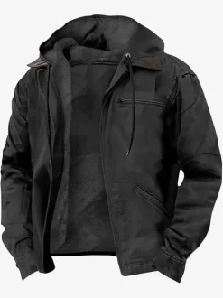 Men's Hooded Jacket Lined Warm Winter Coat