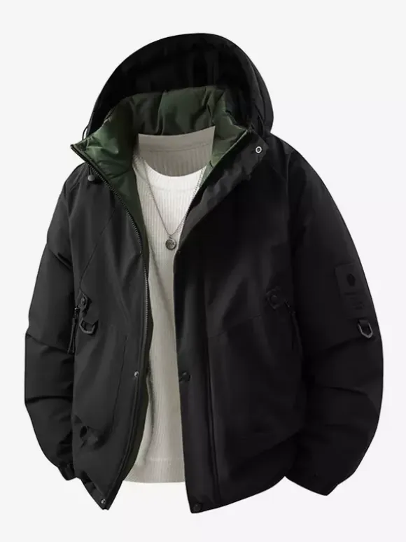 Men’s Hooded Jackets Long Sleeve Patchwork Winter Coats