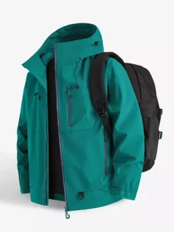 Men’s Hooded Outdoor Jackets Couple’s Windproof Coats With Single Zippered Chest Pocket And Zipped Side Pockets