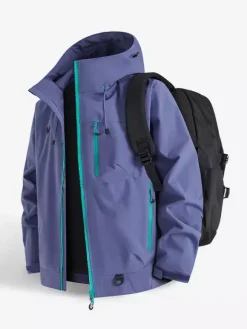 Men’s Hooded Outdoor Jackets Couple’s Windproof Coats With Single Zippered Chest Pocket And Zipped Side Pockets