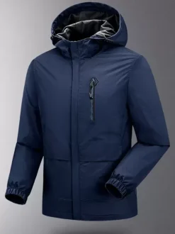 Men's Hooded Zipper Casual Waterproof and Windproof Outdoor Jackets