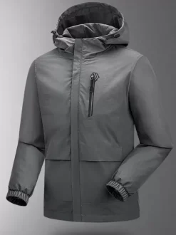 Men's Hooded Zipper Casual Waterproof and Windproof Outdoor Jackets
