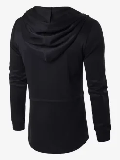 Men's Hoodie Long Sleeve Black Simple Sports Jacket Hoodie