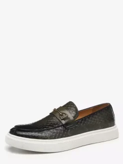 Mens Horsebit Loafers Slip-on Chains Monk Shoes Round Toe Platform Chunky Low Top Penny Shoes
