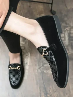 Mens Horsebit Loafers Slip-On Suede Leather Pointed Toe Shoes