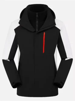 Mens Jacket Color Block Zipper Polyester Stylish