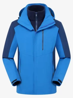 Mens Jacket Color Block Zipper Polyester Stylish